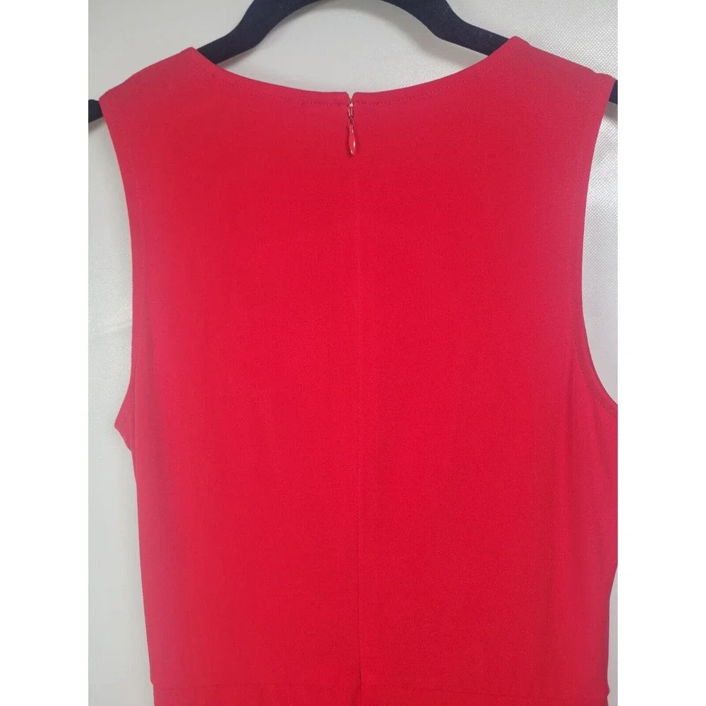Michael Kors Large Rose Red Sleeveless Gathered Stud-Bar Women’s Dress Small - Picture 5 of 8